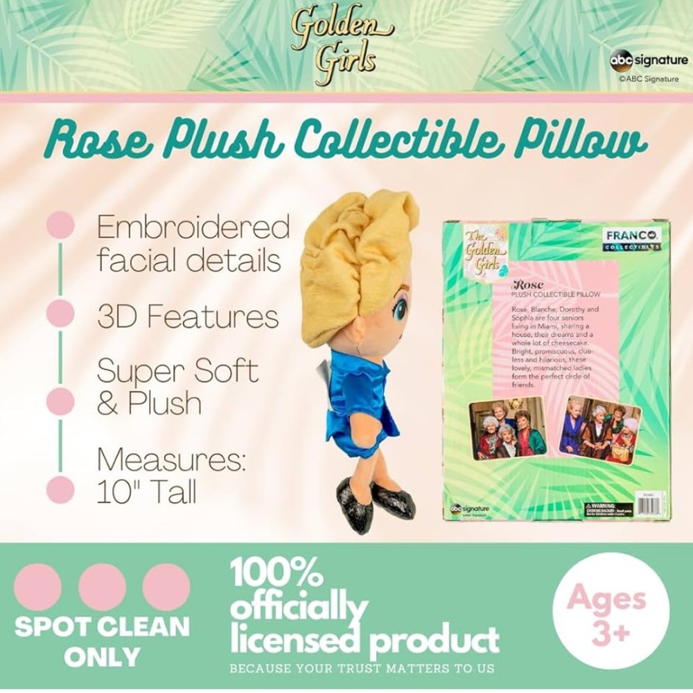The Golden Girls ROSE Bedding Plush Pillow New - Picture 6 of 13